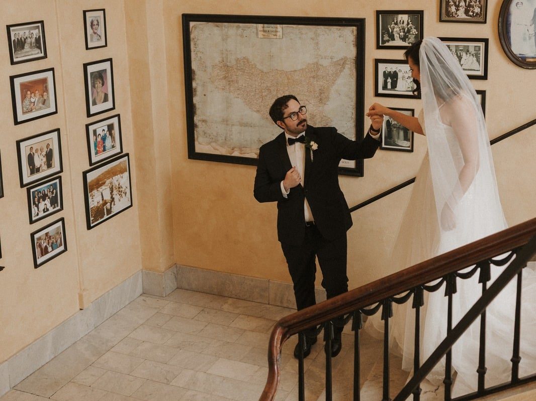 TheItalianClubYborCityBrideGroomStairwell